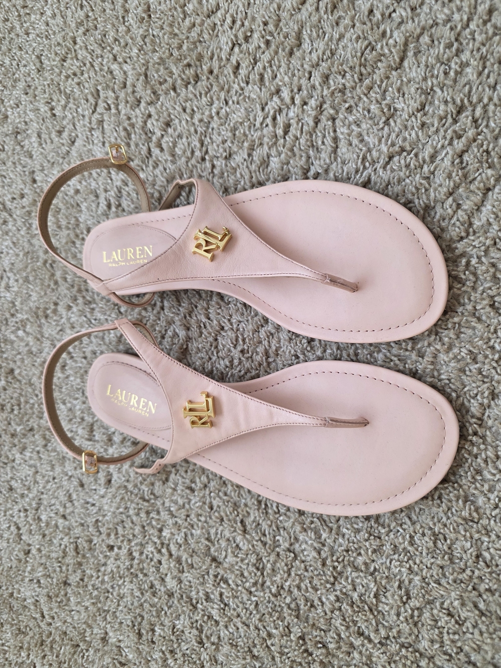 Lauren Ralph Lauren Pink Leather Thong Sandals